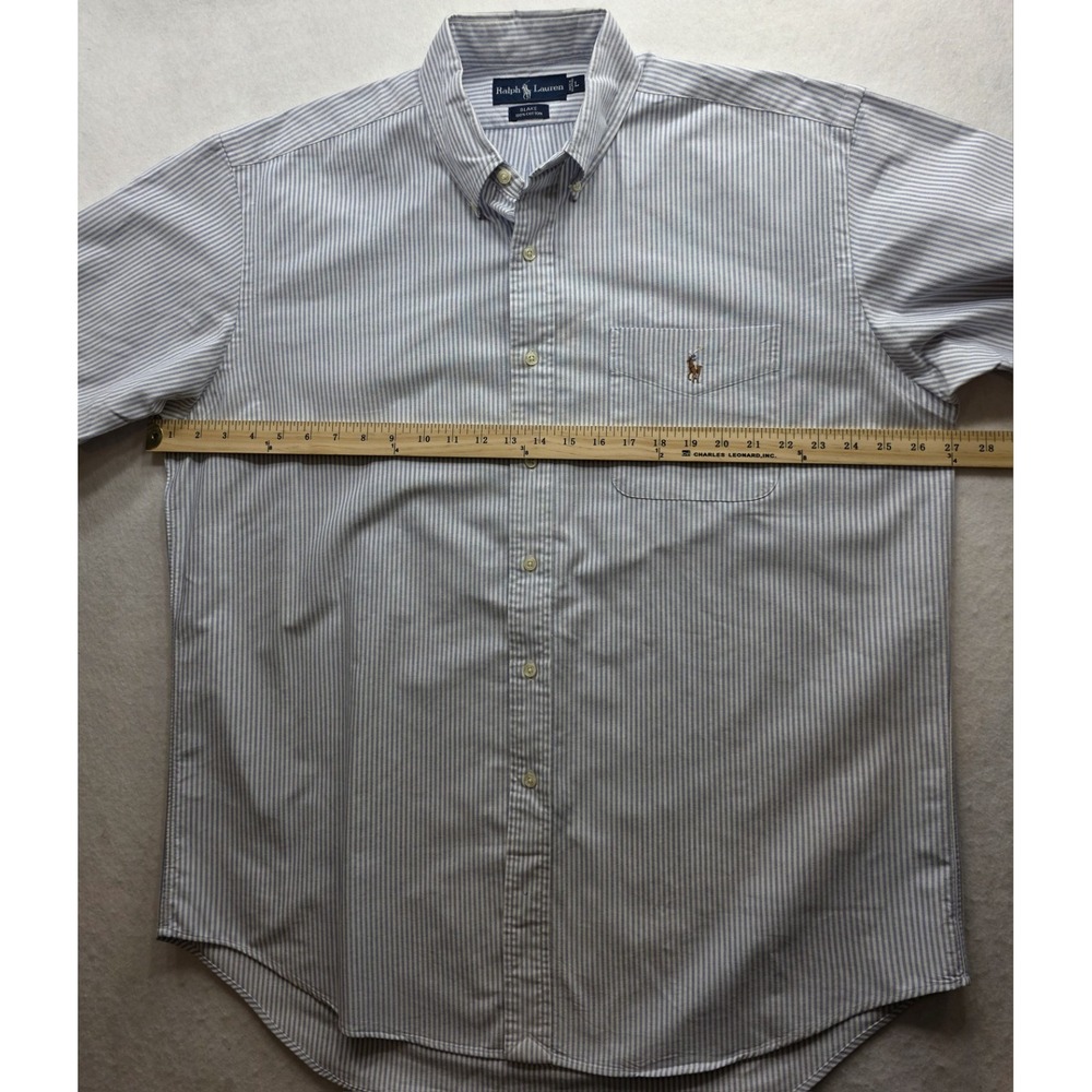 Ralph Lauren Blake Men's Light Blue Gingham Pinstripe Short Sleeve.Shirt. Size L - Picture 3 of 7